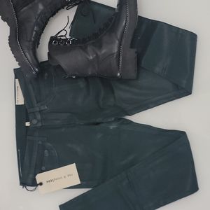 NWT rag & bone dark green coated pants
